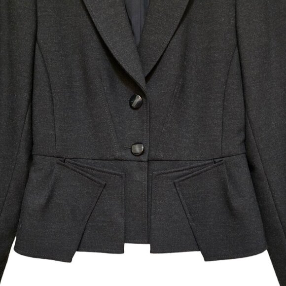 Antonio Melani Gray Single Breasted Peplum Pleated Crop Blazer Sz 2 - Picture 2 of 9